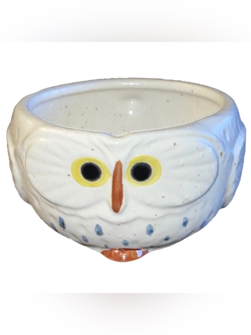 Kotobuki Japanese Ceramic Snow Owl Mug Soup Bowl White Speckled